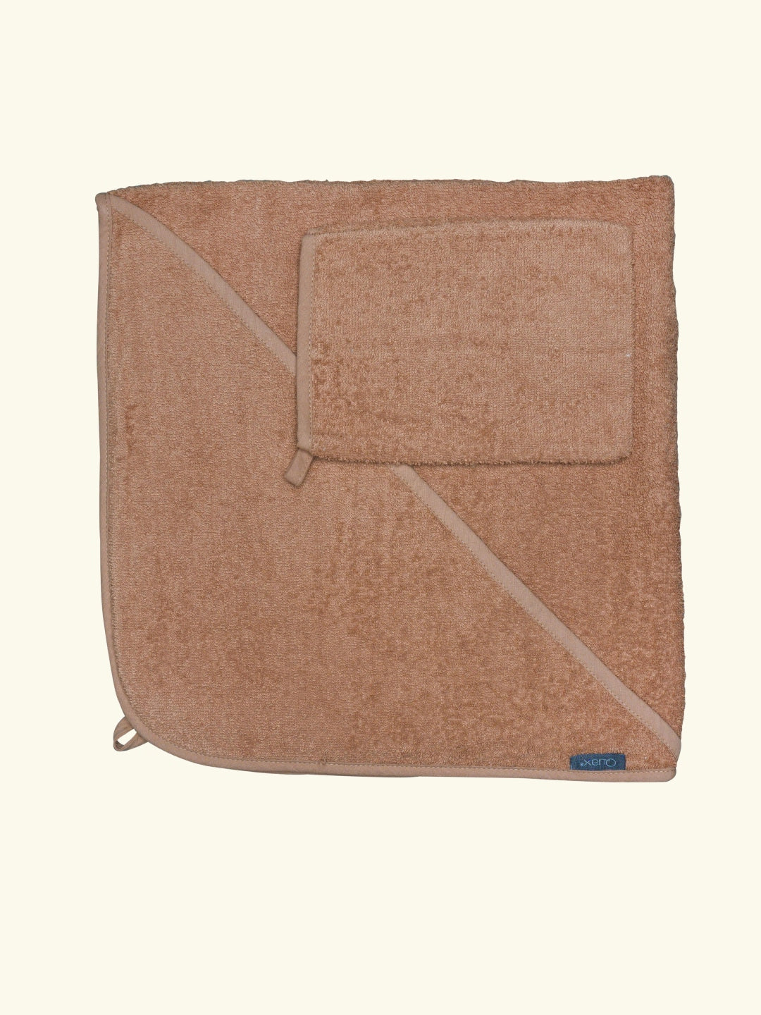 Quax hood towel and washcloth, Quax beebi kapuutsiga vannirätik ja pesukinnas, Coral