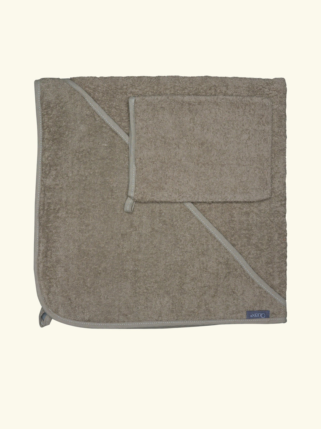 Quax hood towel and washcloth, Quax beebi kapuutsiga vannirätik ja pesukinnas, Thyme