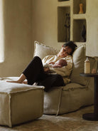 Quax Linen Lounger with Ottoman for nursing, Quax linane tugitool imetamiseks koos jalatumbaga