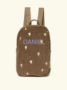 Studio Noos personalized backpack brown hearts, Studio Noos nimeline seljakott tikitud nimega Brown südametega