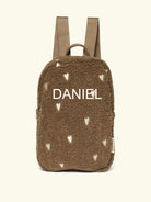 Studio Noos personalized backpack brown hearts, Studio Noos nimeline seljakott tikitud nimega Brown südametega