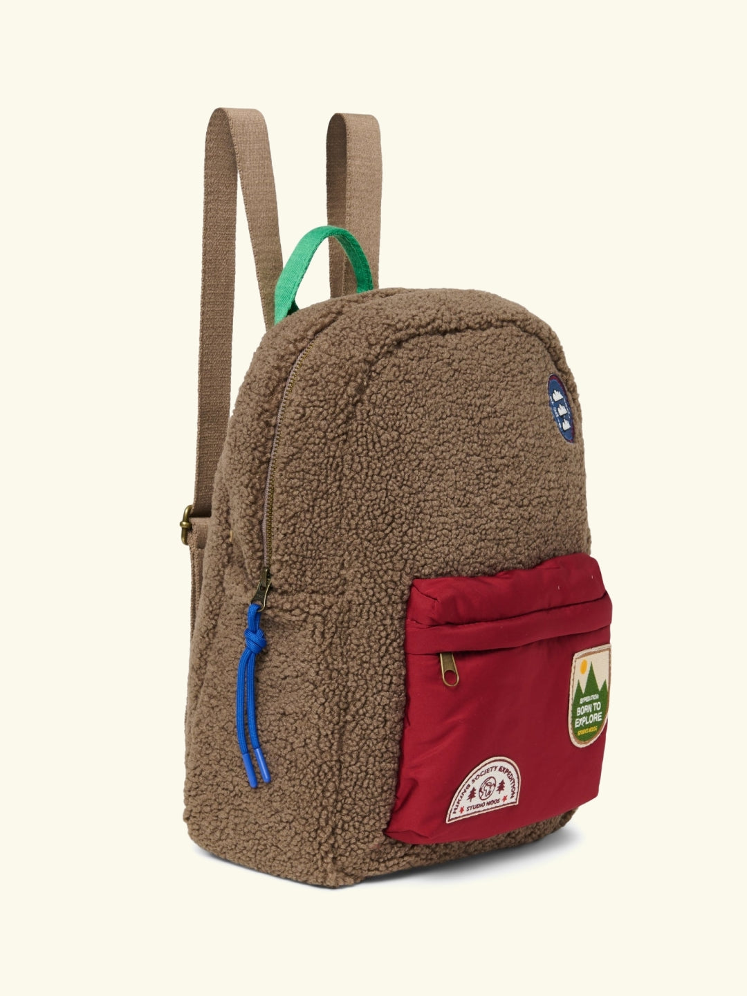 Studio Noos personalized midi backpack with front pocket Brown/Burgundy, Studio Noos  tikitud nimega personaliseeritud seljakott Brown/Burgundy, all-groups