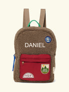Studio Noos personalized midi backpack with front pocket Brown/Burgundy, Studio Noos  tikitud nimega personaliseeritud seljakott Brown/Burgundy