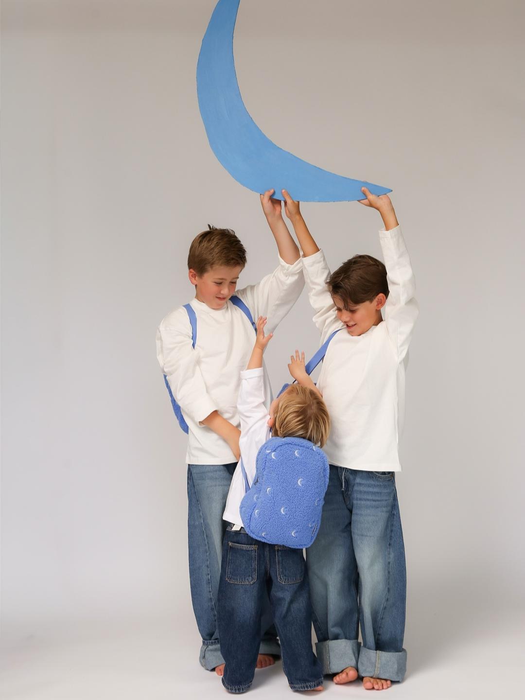 Studio Noos teddy mini backpack light blue moons, Studio Noos teddy mini seljakott helesinine kuud