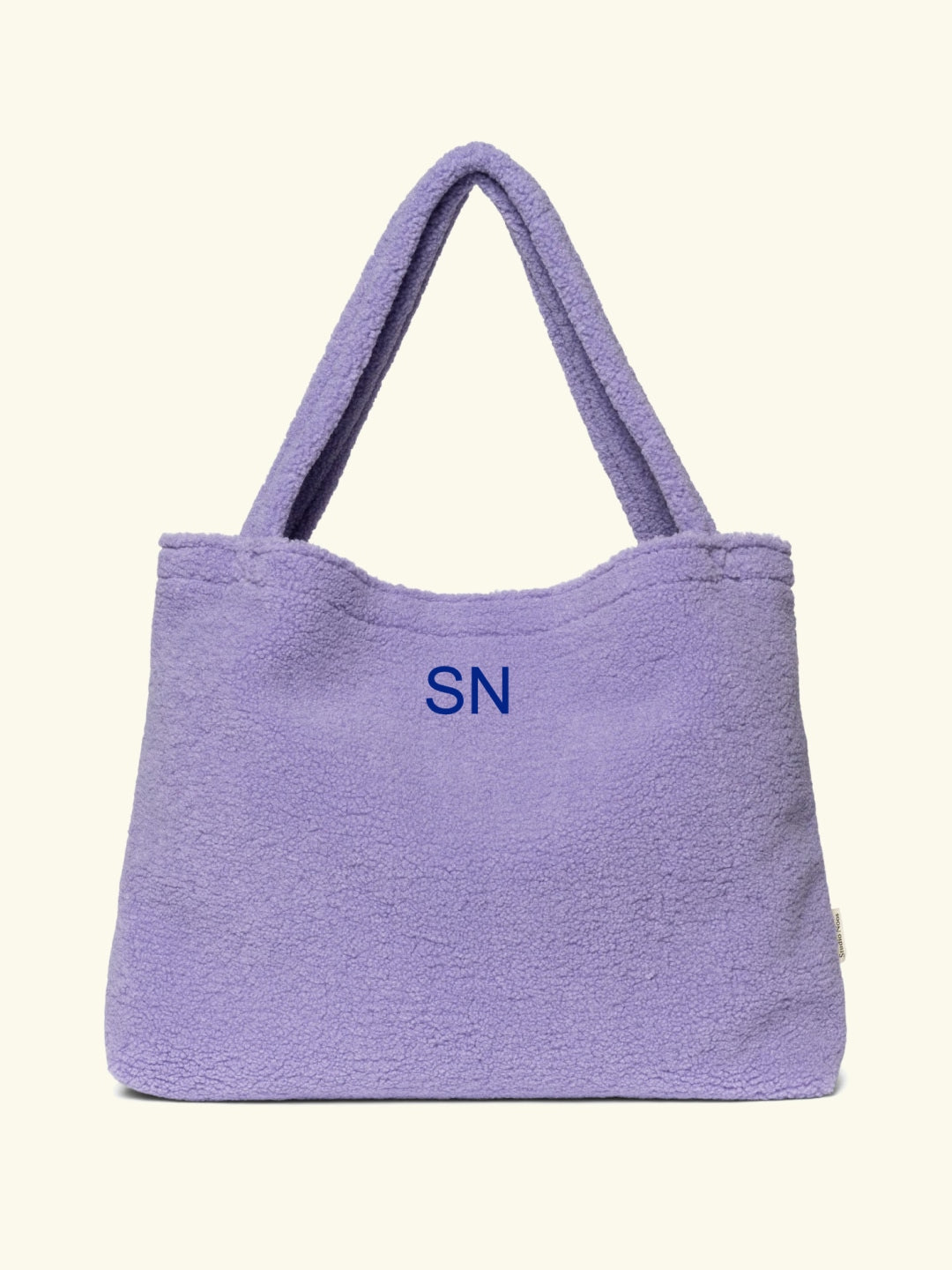 Studio Noos personalized mom bag lilac, Studio Noos personaliseeritud mom-bag lilla, suur nimeline kott emale, dark blue embroidery