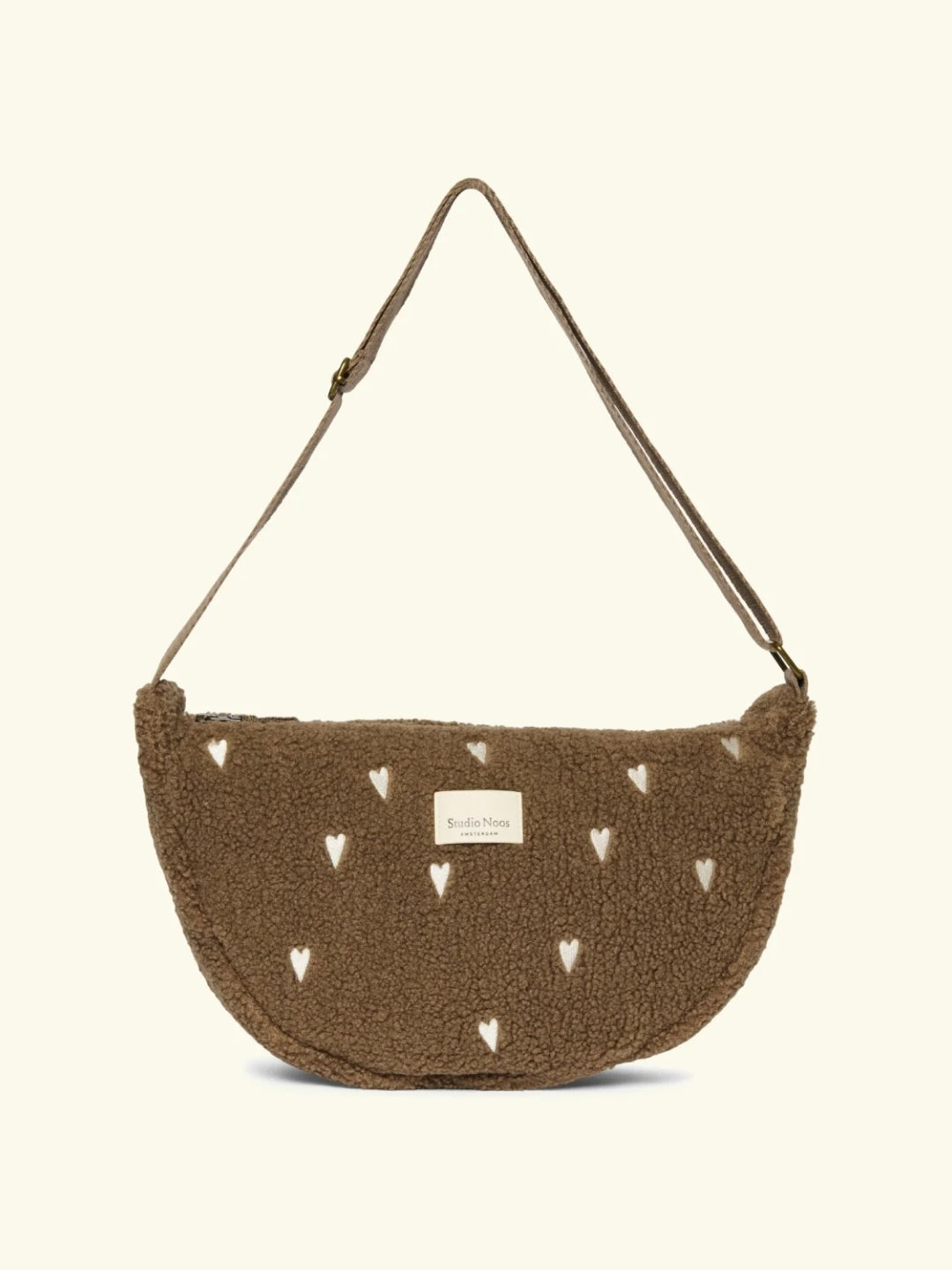 Studio Noos teddy fanny pack with hearts, Studio Noos südametega õlakott kõhukott võõkott pruun, Brown
