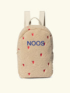 Studio Noos teddy hearts packpack Ecru, Studio Noos teddy kangast südametega seljakott lastele, dark blue embroidery