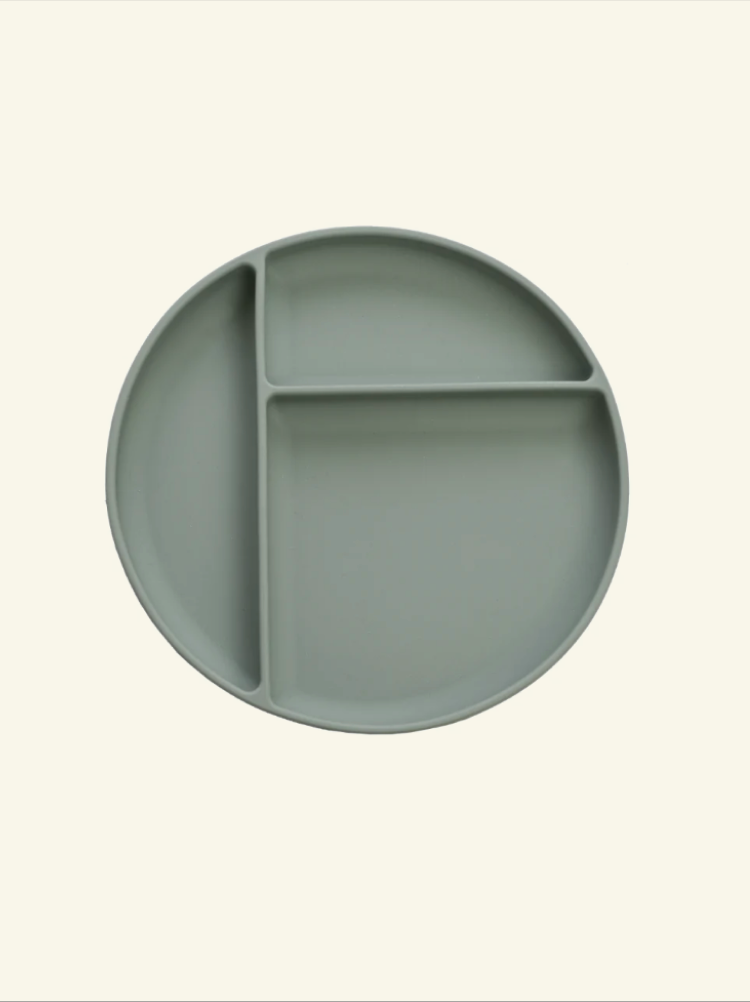 Atelier Keen Divided Silicone Suction Plate, Atelier Keen silikoonist sektoritega taldrik iminapaga, Blue Clay