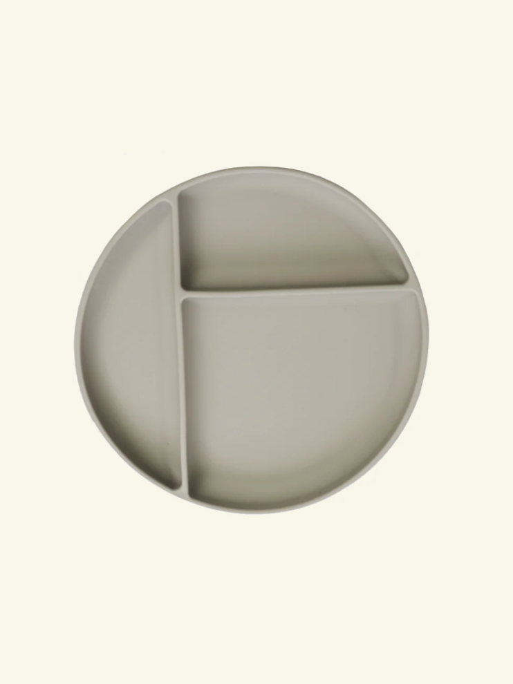 Atelier Keen Divided Silicone Suction Plate, Atelier Keen silikoonist sektoritega taldrik iminapaga, Greige