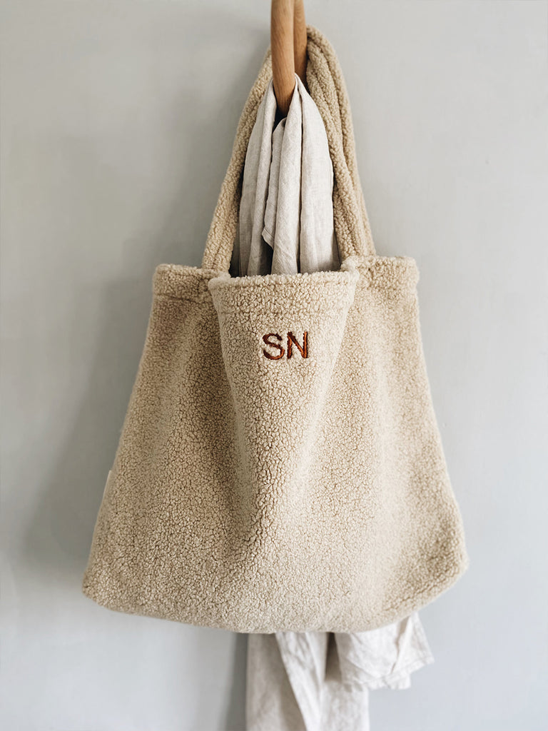Studio Noos Personalized Mom-Bag - Ecru, Studio Noos personaliseeritud Mom-Bag – värv Ecru, nimetähtedega teddy suur kott emale