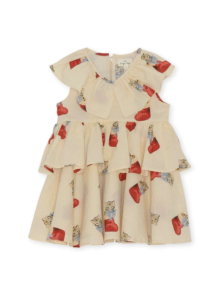Konges Sløjd Noel Frill Dress - Xmas Kitty, Konges Sløjd jõulukleit kassidega